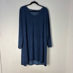 Pure Jill Indigo Blue Tunic Dress‎ Size L Thick Faux Denim  Lagenlook Minimalist